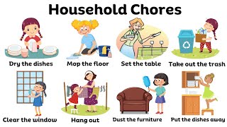 Household Chores Vocabulary  Vocabulary With Examples  Household Chores [upl. by Ilam]