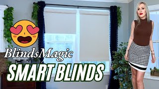 BlindsMagic Smart Motorized Roller Shades Review 100 Blackout Linen  Customizable [upl. by Faustus]