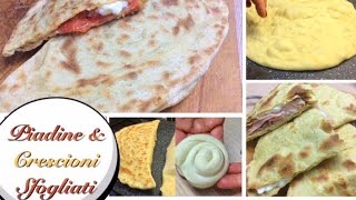 PIADINE E CRESCIONI SFOGLIATI con olio ricetta facile  TUTTI A TAVOLA [upl. by Tamqrah]