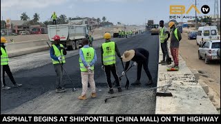 Break Asphalting Begins On The Highway At Shikpontele OFANKOR NSAWAM ROAD EXPANSION PROJECT LIVE [upl. by Eneleuqcaj]