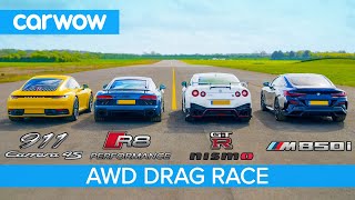 New 911 vs GTR NISMO vs Audi R8 vs BMW M850i  DRAG RACE ROLLING RACE amp BRAKE TEST [upl. by Annehcu]