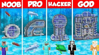 SECRET UNDERWATER HOUSE BUILD CHALLENGE  Minecraft Battle NOOB vs PRO vs HACKER vs GOD  Animation [upl. by Leona661]