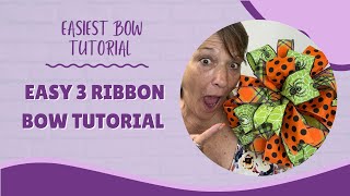 Easy Halloween 3 Ribbon Bow [upl. by Milstone]