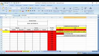 GESTION ET CONTRÔLE DU STOCK EXCEL [upl. by Esilrac559]