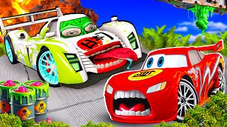 Big amp SmallMcQueen and Mater Tokio VS Shu Todoroki ZOMBIE MEGA Slime Trailer cars in BeamNGdrive [upl. by Nyberg]