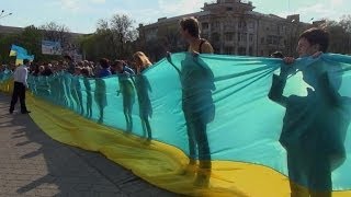 ProKiev protesters in Mariupol call for unified Ukraine [upl. by Atte]