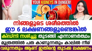 നിങ്ങളുടെ ശരീരത്തിൽ ഈ 6 ലക്ഷണമുണ്ടങ്കിൽ കിഡ്നി നശിച്ചു തുടങ്ങി എന്നാണർത്ഥം [upl. by Anilegna]