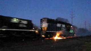 Norfolk Southern Locomotive ON FIRE [upl. by Nnylsia]