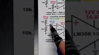 Schematic Op Amp 12V to 14V6 Inverting Comparator Circuit LM358 electronics howto diy [upl. by Zerk84]