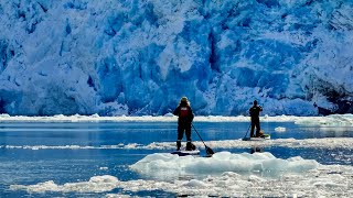 Sailing Alaska Paddleboarding to a huge calving glacier [upl. by Eahsat]