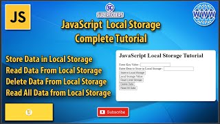 JavaScript Complete Local Storage Tutorial  Read Write Delete Data from Local Storage [upl. by Ahiel]