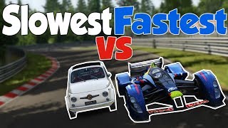 Assetto Corsa  Slowest Car vs Fastest Car vs Nordschleife [upl. by Anoiuq]