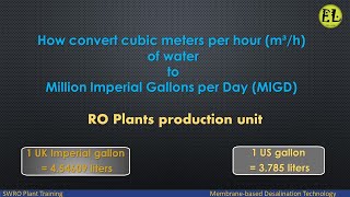 How convert cubic meters per hour m³h of water to Million Imperial Gallons per Day MIGDRO unit [upl. by Akiehsal]