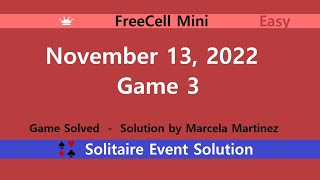 FreeCell Mini Game 3  November 13 2022 Event  Easy [upl. by Ruthanne]