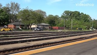 Brantford rail yard Westbound CN with locomotives 3348 amp 3325 Mixed freight [upl. by Tsan]