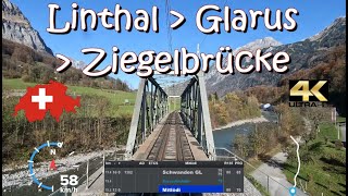 CABRIDE 4K 🇨🇭 Linthal  Glarus  Ziegelbrücke 😎 SBB SOB  S25 S6  DPZ Re 450 SBahn Zürich 🛤 🏞 [upl. by Eive]