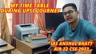 Anshul Bhatt AIR 22 UPSC Topper Shares his Study Time Table🔥🔥UPSC Daily Schedule🔥🔥upsc upscprelims [upl. by Harms]