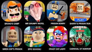 BRUNOS CAMPMR GRUMPY MOTELPRISON BORRYBARRY’S PRISON RUNSIREN COP’S PRISONEPIC SCHOOLROBLOX [upl. by Natascha]