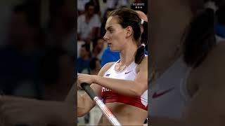 In Olympics Isinbayeva won gold medal with a new world record height of 491m [upl. by Atnauq]