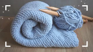 Super einfach Babydecke stricken Decke mit alles nur rechte Maschen stricken  en subtitles [upl. by Danielle]