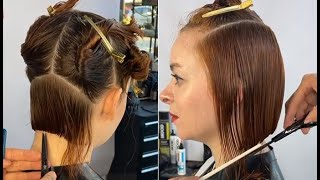 Perfect Textured bob Haircut step by step  Precision haircut tutorial [upl. by Eyahs]