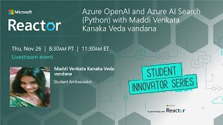 Azure OpenAI and Azure AI Search Python with Maddi Venkata Kanaka Veda vandana [upl. by Ellerrad]