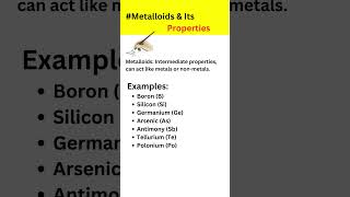 Metalloids and its properties Inorganic chemistry metals  nonmetals suchitra [upl. by Atiuqal]