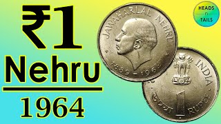 1 Rs Coin Nehru 1964  1 Rs Coin Value  1 Rs Commemorative Coins India  HeadsnTails RICC1Rs 1 [upl. by Edbert]