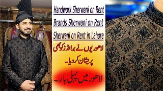 latest sherwani design 2023  groom dress for wedding  handwork sherwani on rent [upl. by Burgess906]