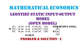 Leontief InputOutput Model  Problem and Solution 2 [upl. by Acinelav]