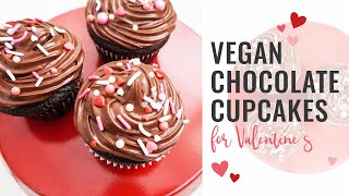 VEGAN CHOCOLATE CUPCAKES  Valentines Day Bake with Me [upl. by Barcus361]