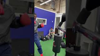 Jalil Hackett is working on his skills on Hit N Move Boxing Reflex Trainer [upl. by Yelroc]