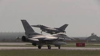 F16s TAKE OFF US AIRFORCE AVIANO AIR BASE  ITALY [upl. by Hayidan]