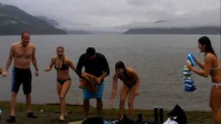 2010 01 01  Polar Bear Swim at Harrison Lake Canada [upl. by Irtimd]