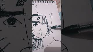 Naruto and Itachi drawing halfhalf drawing shorts [upl. by Imyaj735]