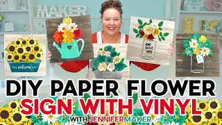 Easy DIY Home Decor Paper Flower Wall Hangings  Apply Vinyl Decals [upl. by Prestige960]