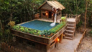 Construindo uma piscina de bambu na casa de madeira [upl. by Nnek791]