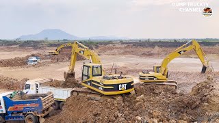 The best Excavators At Work Heavy Equipment caterpillar 320L digging dirt soil to Group dump truck [upl. by Reifnnej]