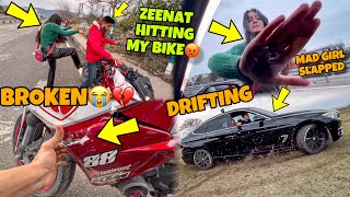 ZEENAT BROKEN😡 BMW MAD GIRL Kawasaki H2r [upl. by Enyawed]