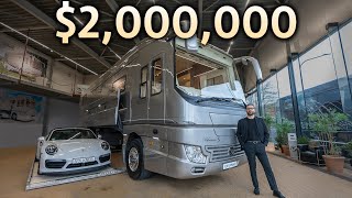 Touring a 2000000 Luxury Motorhome with Secret Supercar Garage [upl. by Tram]