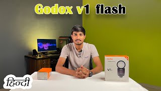 Godox v1 flash unboxing amp review  hindi  best flash for photographer [upl. by Ettelracs877]