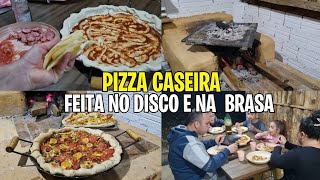 PIZZA CASEIRA FEITA NO DISCO DE ARADO E NO FOGÃO A LENHAA MELHOR PIZZA PRA FAMÍLIA [upl. by Cormack918]