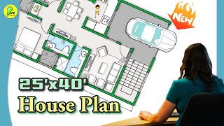 25’× 40’ house plan 2bhk with car parking pooja 25 by 40 home plan 2540 house design houseplan [upl. by Steffie]