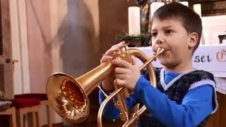 7 year old kid playing Van Laar flugelhorn [upl. by Goodden]