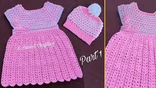 How to crochet frockdress for 1 year old baby girl Part 1 [upl. by Swehttam]