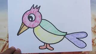 How to Draw a Cute Bird easy  Draw and Pant a Bird Easy  Colorful Bird Drawing  Simple Drawing [upl. by Merete]