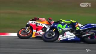 Tutte le scorrettezze di Marquez su Rossi a Sepang 2015 [upl. by Erdnaed]