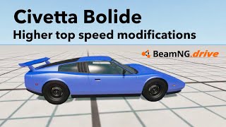 Civetta Bolide Higher Top Speed Modifications  BeamNGdrive [upl. by Nitsruk]