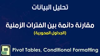 تحليل البيانات  مقارنة دائمة بين الفترات الزمنية بإستخدام الجداول المحورية والتنسيقات الشرطية [upl. by Schilit]