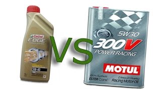 Castrol EDGE 5W40 Turbo Diesel vs Motul 300V Power Racing 5W30 Cold oil test 24°C [upl. by Yancey558]